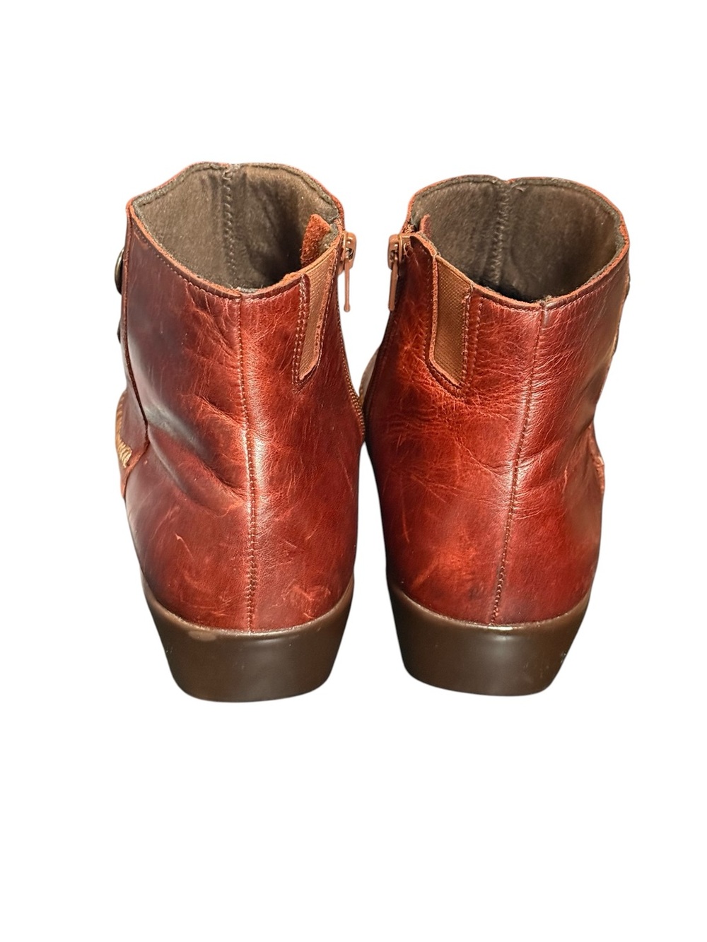 SAS Silhouette Chestnut Brown Leather Ankle Boots 8 WW - Picture 6 of 12